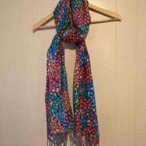 Lily Pulitzer navy and multi color silk and cashmere scarf in great condition